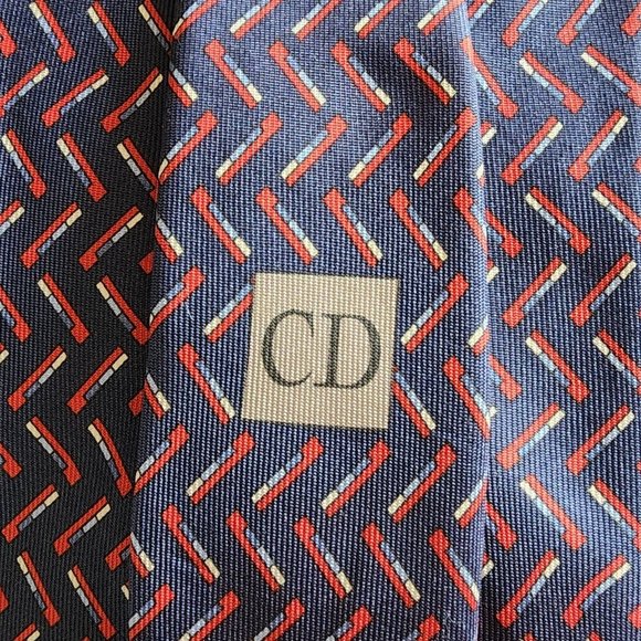 Christian Dior Monsieur Geometric Silk Necktie 4" - Picture 4 of 4